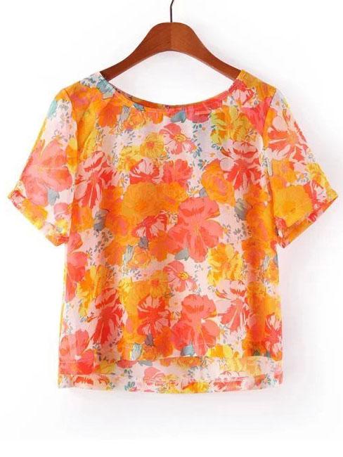 Shein Florals Short Sleeve T-shirt