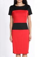 Rosewe Catching Color Block Round Neck Knee Length Dress
