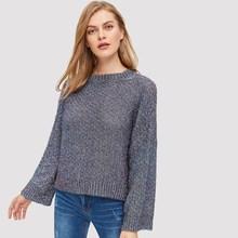 Shein Marled Knit Ribbed Trim Sweater