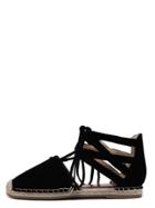 Shein Black Round Toe Lace-up Espadrille Flats