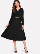 Shein Surplice Wrap Tie Side Top And Skirt