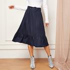 Shein Self Adjustable Belted Ruffle Hem Skirt
