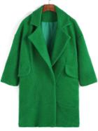 Shein Green Lapel Loose Woolen Coat