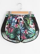 Shein Floral Print Drawstring Waist Sports Shorts
