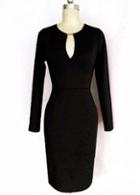 Rosewe Fashion Black Hole With Chest Long Sleeve Women Dress