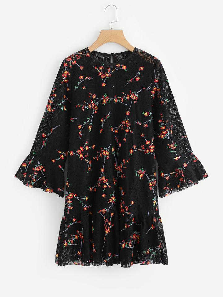 Shein Botanical Print Lace Dress