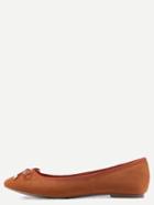 Shein Faux Leather Bow Tie Ballet Flats - Camel
