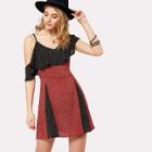 Shein Asymmetrical Ruffle Shoulder Fit & Flare Dress