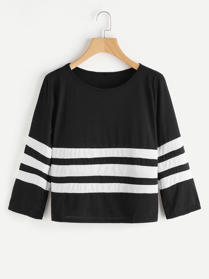 Shein Contrast Stripe Panel T-shirt