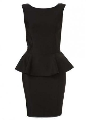 Rosewe Hot Sale Round Neck Sleeveless Peplum Dress Black
