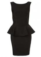 Rosewe Hot Sale Round Neck Sleeveless Peplum Dress Black