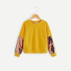 Shein Girls Drop Shoulder Sequin Sleeve Pullover