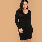Shein Plus Long Sleeve Ruched Pencil Dress