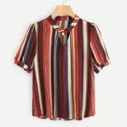 Shein V Cut Neck Multi Stripe Blouse
