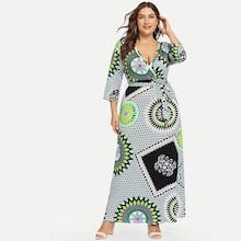 Shein Plus Geo Print Wrap Dress