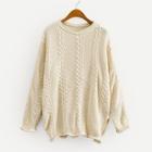 Shein Rolled Edge Knit Drop Shoulder Solid Sweater