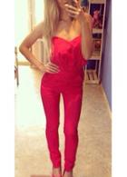 Rosewe Tube Pattern Pocket Design Rose Jumpsuit