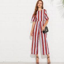 Shein Multi-stripe Wide Leg Jumpsuit