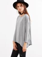 Shein Grey Drop Shoulder Asymmetric T-shirt