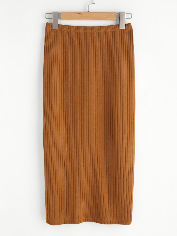 Shein Vented Back Rib Knit Skirt