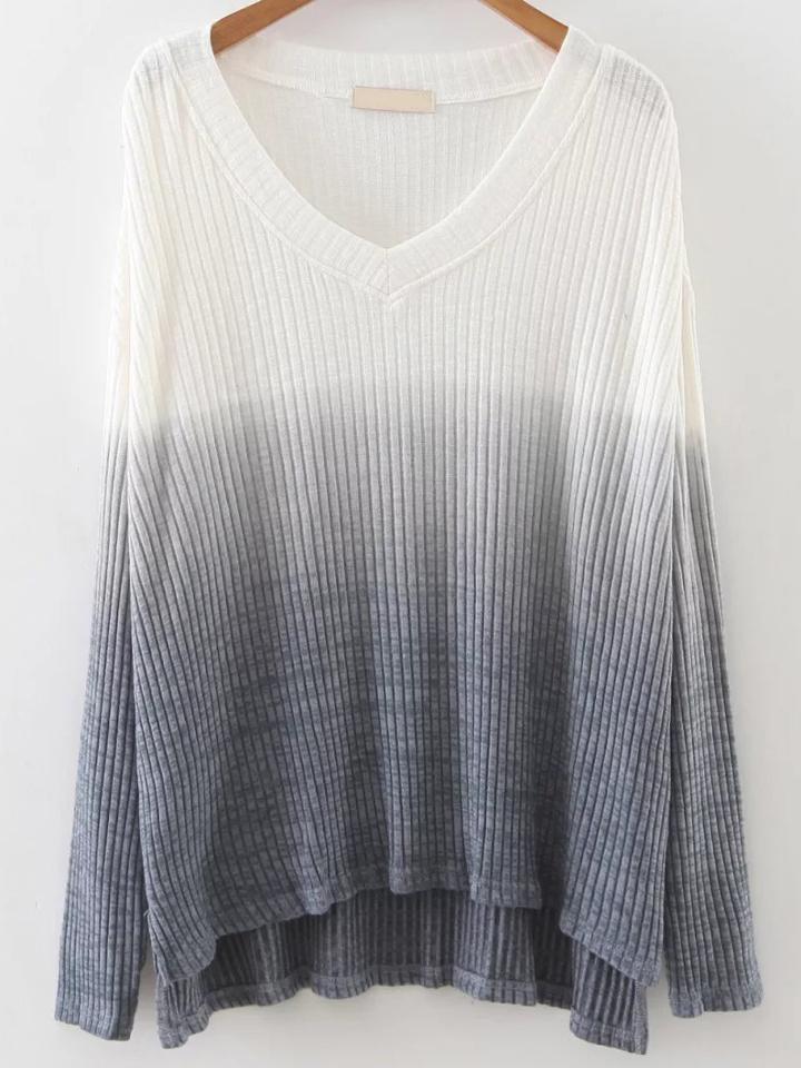 Shein Ombre High Low Gradient Knit Sweater