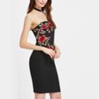 Shein Embroidered Blossom Embellished Bandeau Dress