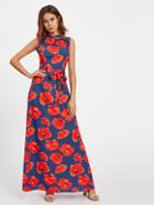 Shein All Over Florals Self Tie Full Length Dress