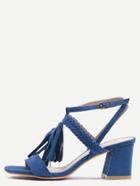 Shein Braided Tassel Trimmed Sandals - Dark Blue