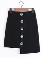 Shein Button Design Asymmetrical Knit Skirt