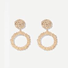 Shein Textured Round & Hoop Drop Earrings