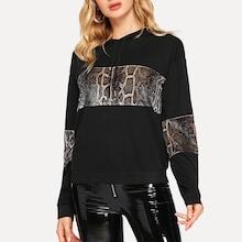 Shein Contrast Snake Print Hooded Sweatshirt