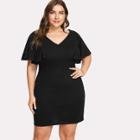 Shein Plus Flutter Sleeve V Neck Dress