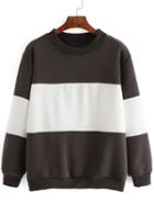 Shein Color-block Crew Neck Loose Sweatshirt