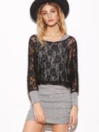 Shein Contrast Flower Embroidered Lace Combo Dress