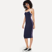 Shein Contrast Striped Side Form Fitting Cami Dress