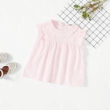 Shein Girls Ruffle Trim Dot Jacquard Smock Top