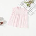 Shein Girls Ruffle Trim Dot Jacquard Smock Top