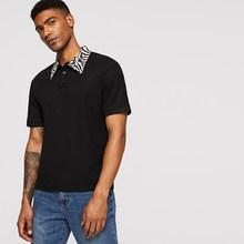 Shein Men Zebra Print Collar Polo T-shirt