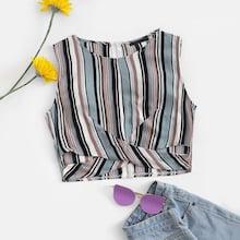 Shein Zip Back Striped Shell Top
