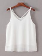 Shein White Sheer Spaghettic Strap Layered Chiffon Vest
