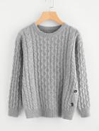 Shein Grommet Side Cable Knit Sweater