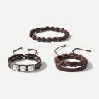 Shein Men Square Detail Woven Bracelet Set 3pcs