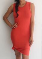 Rosewe Red Round Neck Knee Length Tank Dress