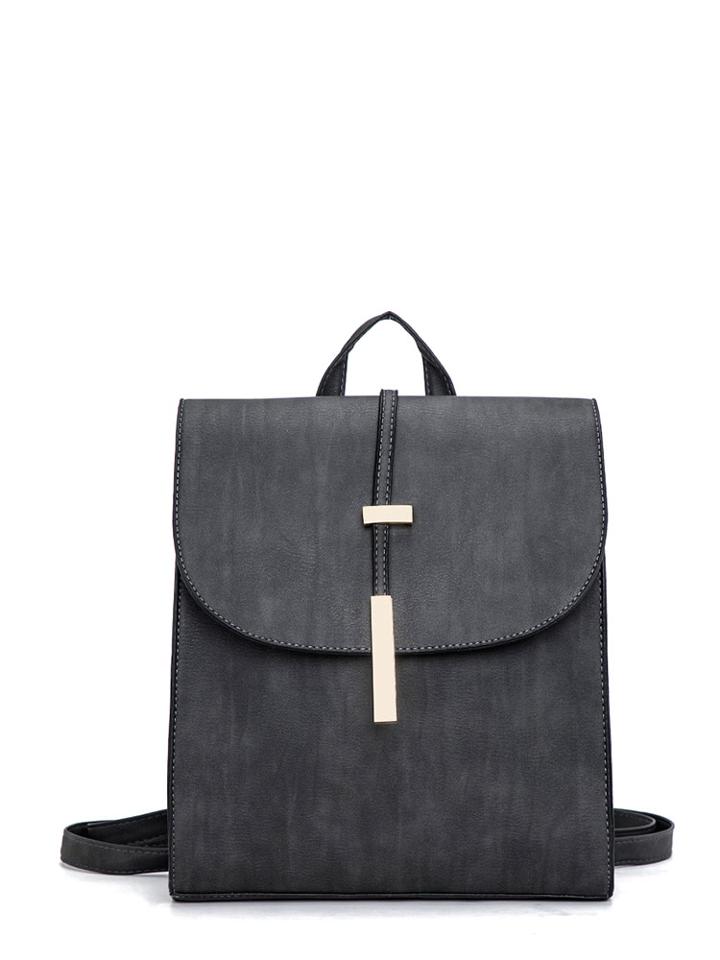 Shein Square Pu Flap Satchel Backpack