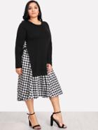 Shein Tie Side Contrast Gingham Dress