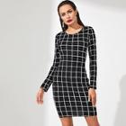 Shein From Fitting Grid Dress