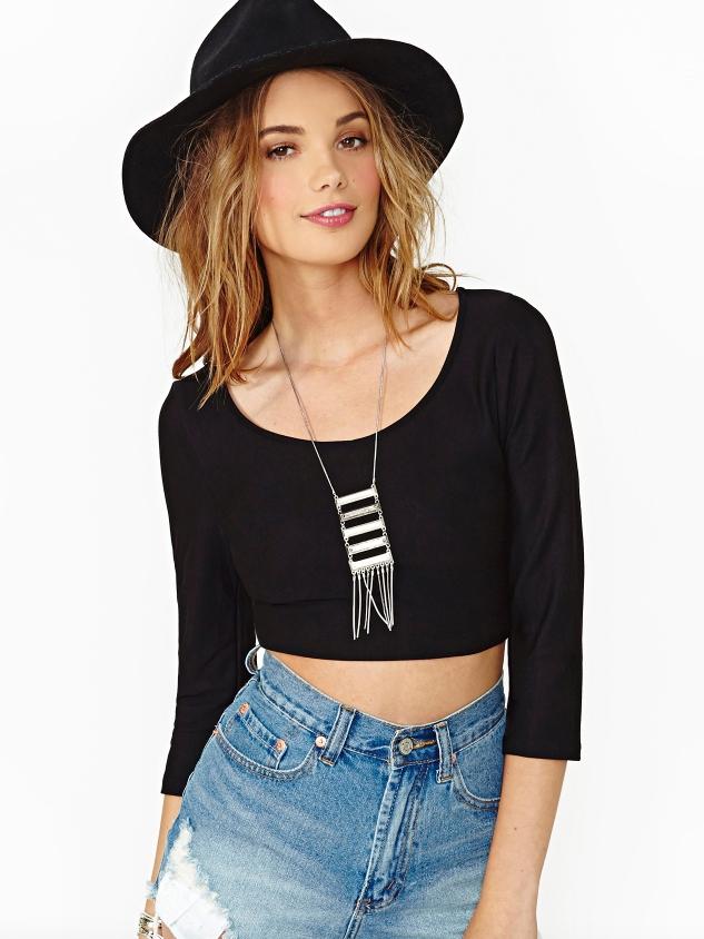 Shein Black Backless Criss Cross Crop T-shirt