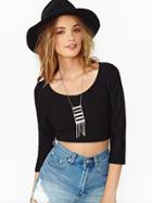 Shein Black Backless Criss Cross Crop T-shirt