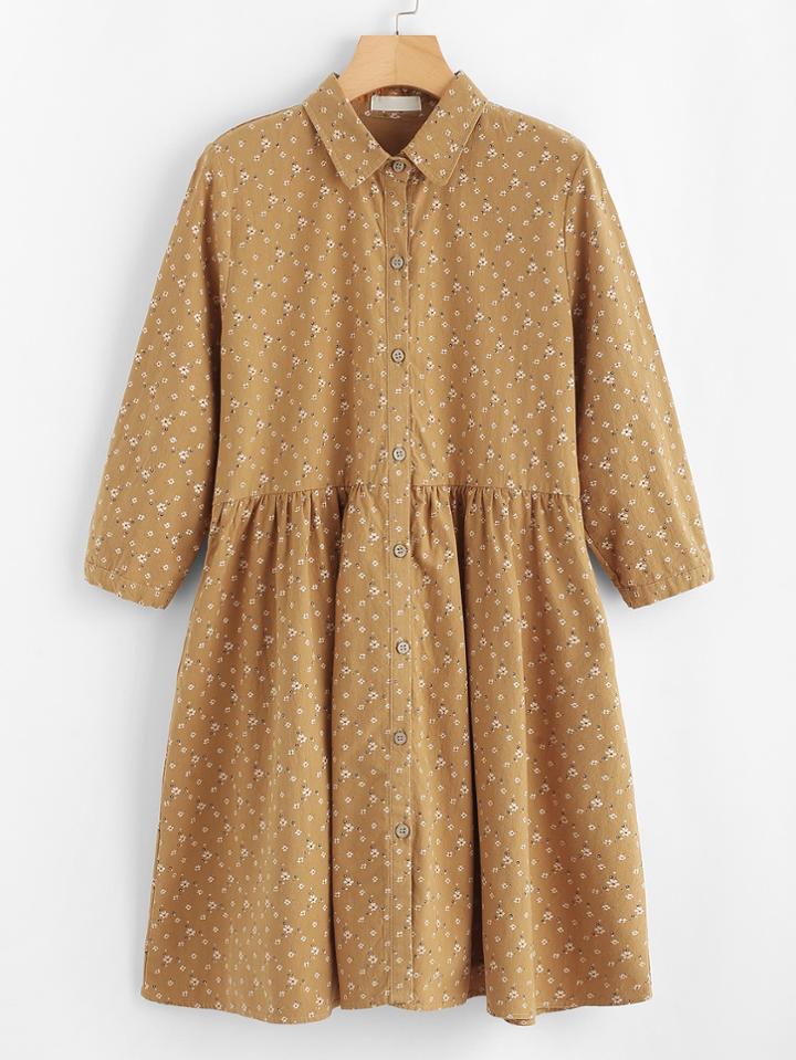 Shein Calico Print Smock Shirt Dress