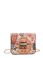 Shein Multicolor Print Flap Crossbody Bag With Chain
